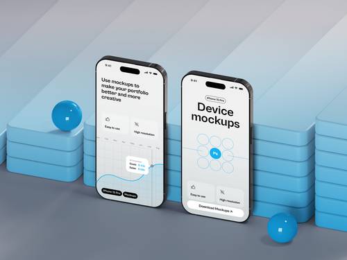 iPhone 15 Pro手机PS样机模板 - PNG派