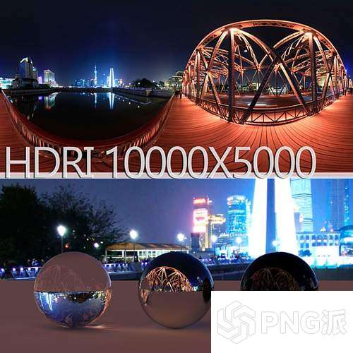 城市夜景建筑HDRI场景3D模型 - PNG派