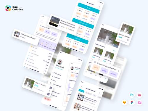 Airquaty 空气质量应用程序UI套件（完整版） - PNG派
