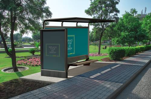 公交站牌广告PS样机模板 - PNG派