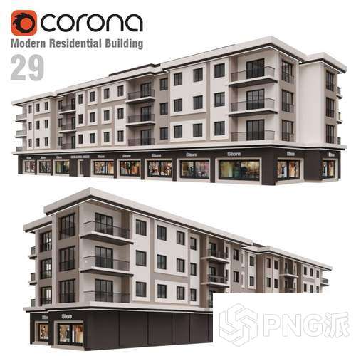 底层商铺住宅建筑3D模型 - PNG派