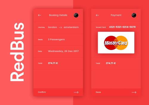 红色巴士应用程序 巴士预订应用程序UI素材 - PNG派