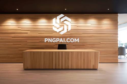 木制背景墙立体LOGO展示PS样机模板 - PNG派