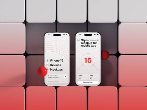 iPhone 15 Pro手机PS样机模板 - PNG派