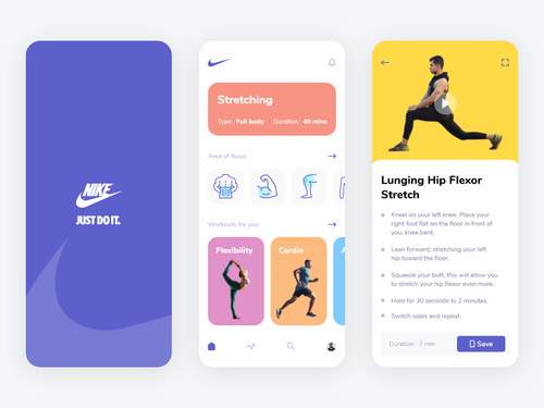 Nike训练应用程序重新设计UI素材 - PNG派