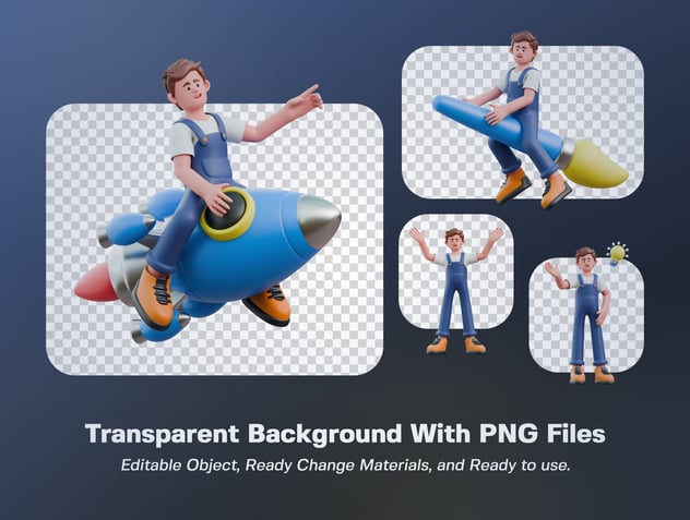 创意角色3D插画资源包 - PNG派