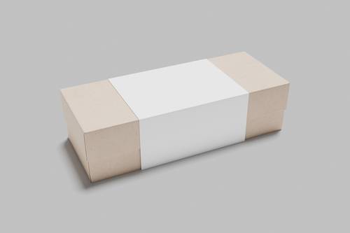 长方形带盒套礼品包装盒PS样机模板 - PNG派