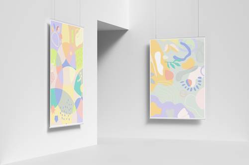 悬挂海报展示效果PS样机模板 - PNG派