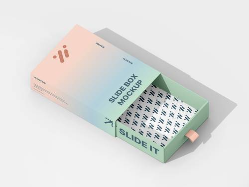 抽拉式包装盒PS样机模板 - PNG派
