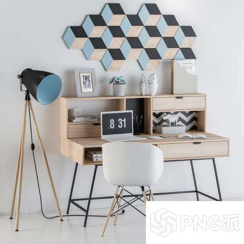 办公桌电脑椅书桌3D模型 - PNG派