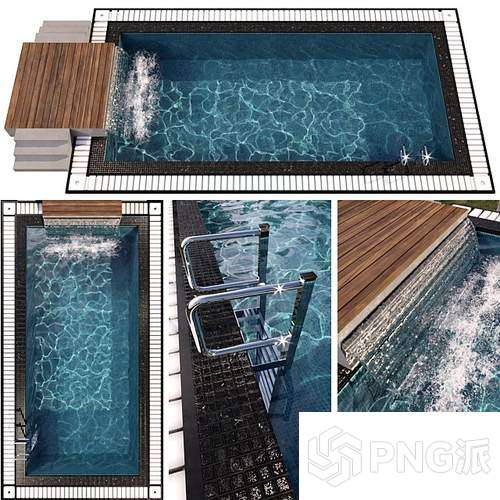 现代露台泳池3D模型 - PNG派