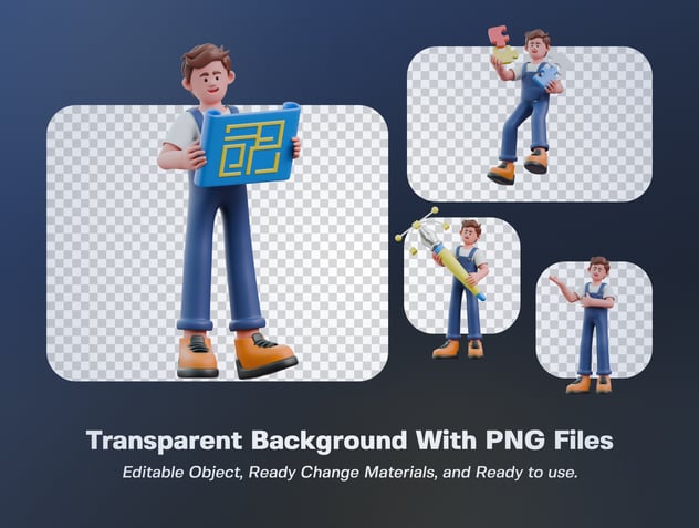 3D创意人物角色插画资源包多种格式 - PNG派