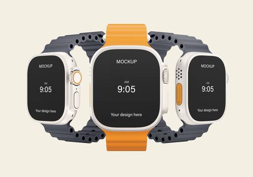苹果智能手表PS样机模板 - PNG派