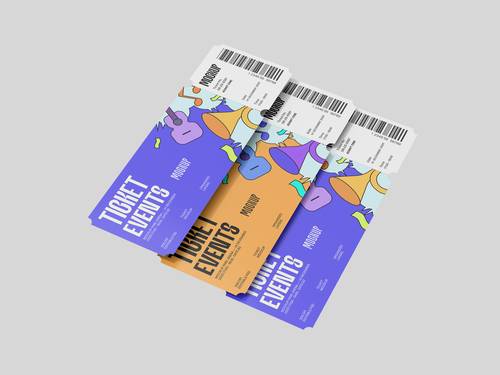 长条形活动门票PS样机模板 - PNG派