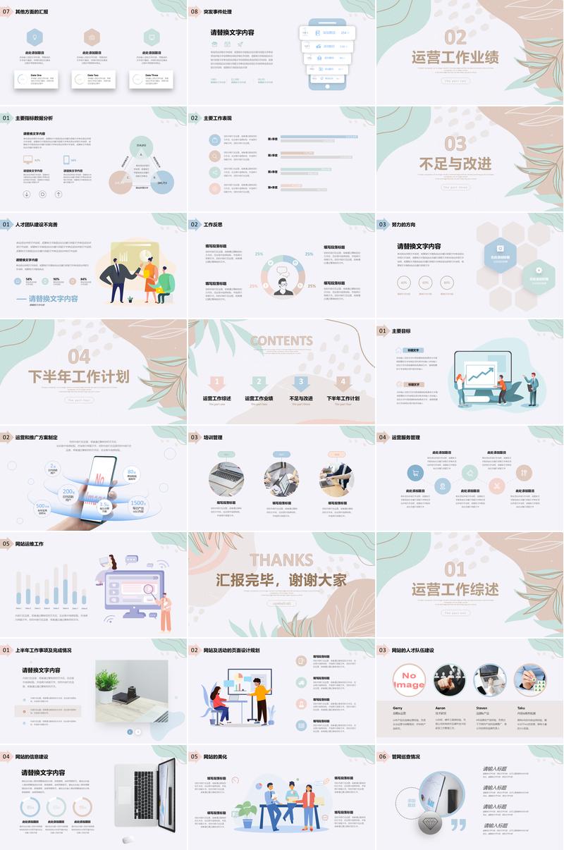 运营部主管述职报告工作汇报PPT模板 - PNG派