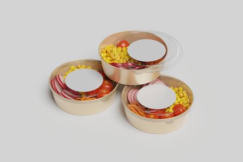 可密封的圆形食品保鲜盒PS样机模板 - PNG派