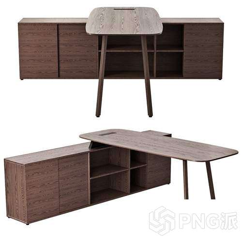 书桌电脑椅办公桌3D模型 - PNG派