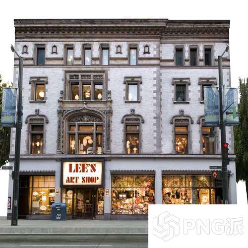 欧式立面商业店铺建筑3D模型 - PNG派