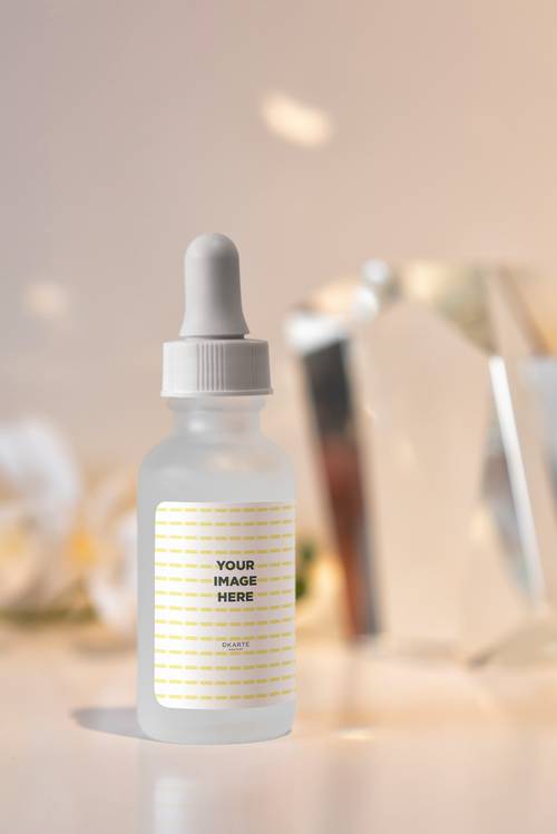 带场景化妆品护手霜精华乳液全套包装瓶子PS样机模板 - PNG派