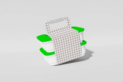 多层便携餐盒PS样机模板 - PNG派