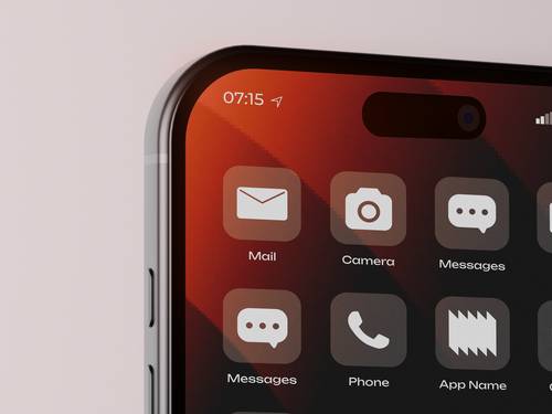 手机屏幕局部特写APP图标展示PS样机模板 - PNG派