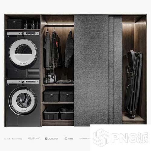 极简衣柜3D模型 - PNG派