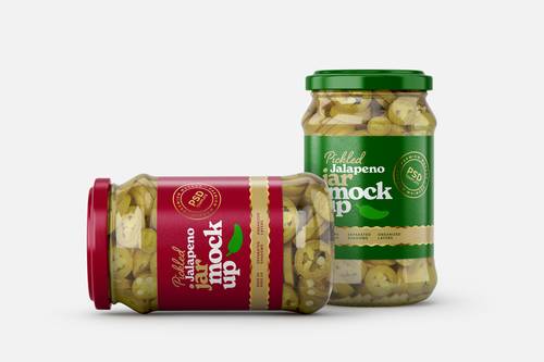 腌制食品辣椒酱玻璃罐包装PS样机模板 - PNG派