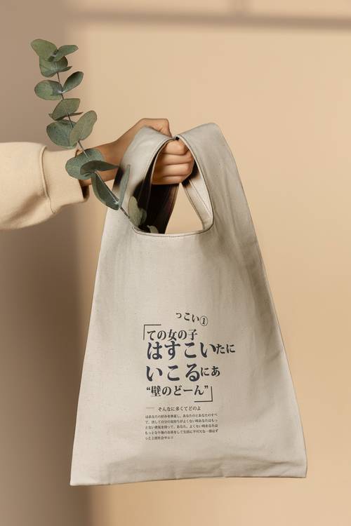 日系文艺帆布购物袋PS样机模板 - PNG派