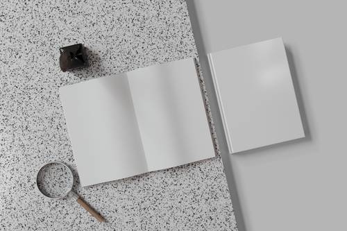 展开的书籍、书籍封面PS样机模板 - PNG派