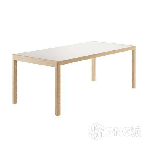 浅木框玻璃面长桌3D模型 - PNG派