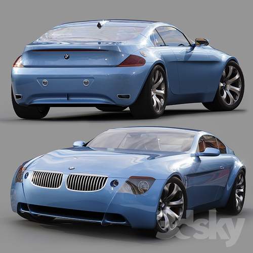 宝马蓝色轿跑汽车3D模型 - PNG派