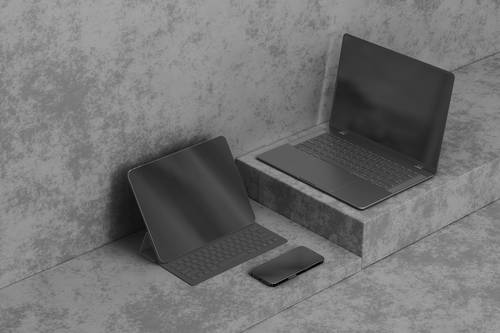 笔记本电脑移动设备展示PS样机模板 - PNG派