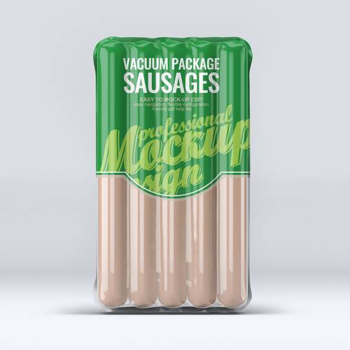 真空包装火腿肠香肠密封包装袋PS样机模板 - PNG派