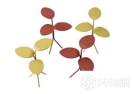 叶片造型多彩金属边几3D模型 - PNG派