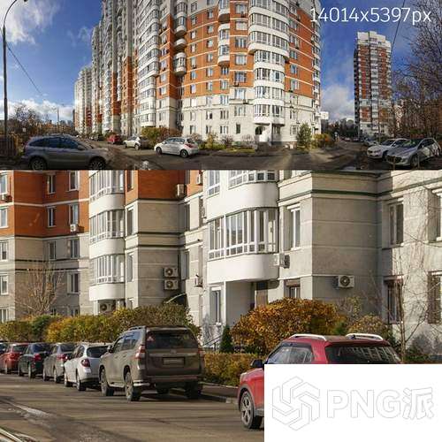 橙白拼色高层住宅社区场景3D模型 - PNG派