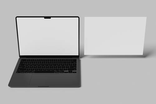 笔记本电脑层叠屏幕PS样机模板 - PNG派