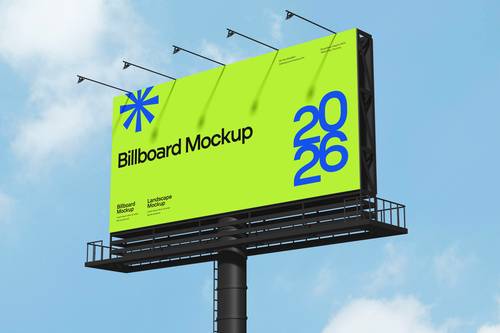 户外高炮广告牌PS样机模板 - PNG派