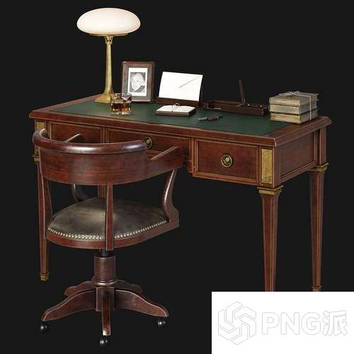 电脑椅办公桌书桌3D模型 - PNG派