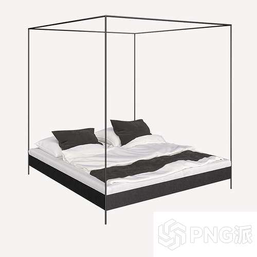 欧式床3D模型 - PNG派