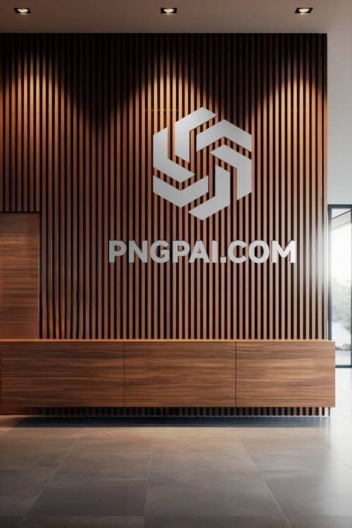 木制背景墙立体LOGO展示PS样机模板 - PNG派