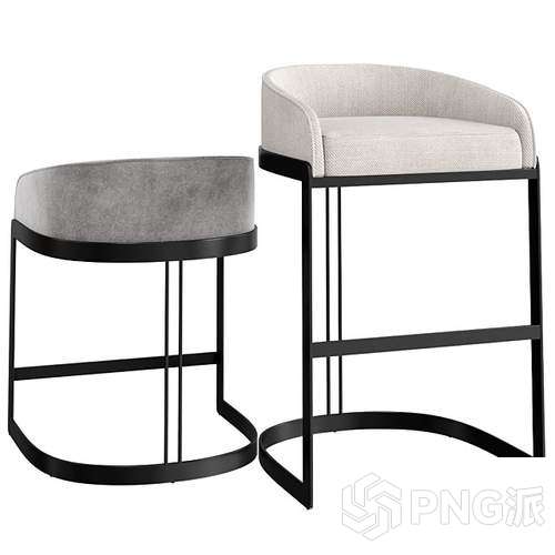 高脚复古工业风吧椅3D模型 - PNG派