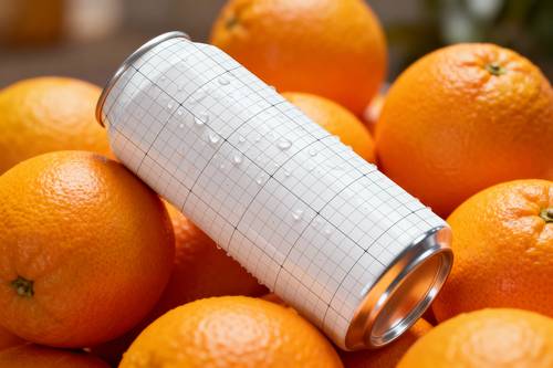 橙子堆易拉罐饮料包装瓶PS样机模板 - PNG派