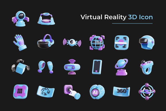 元宇宙相关的3D图标 - PNG派
