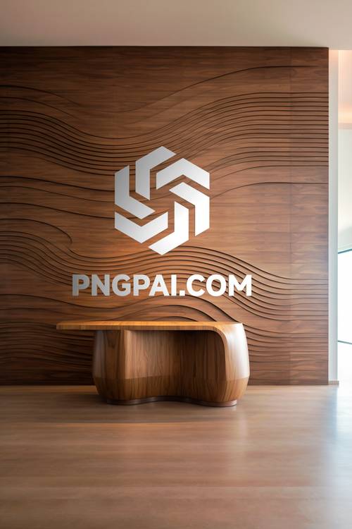 木制背景墙立体LOGO展示PS样机模板 - PNG派