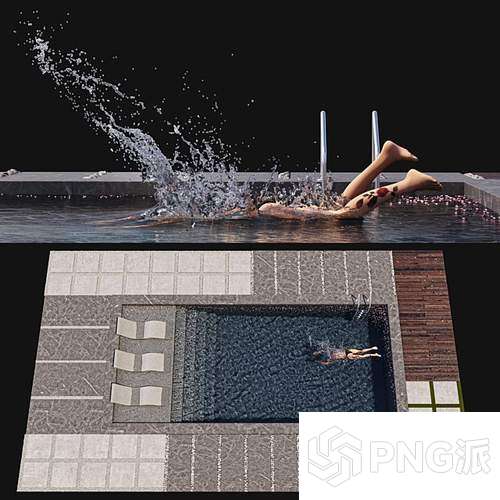 泳池水花动态场景3D模型 - PNG派