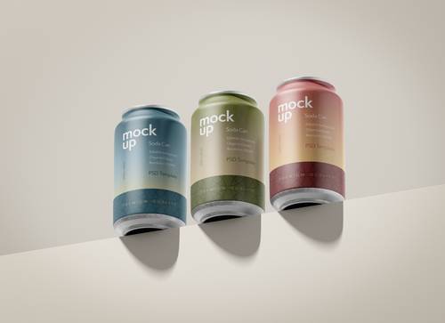 汽水啤酒易拉罐PS样机模板 - PNG派