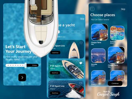 游艇预订应用程序模板设计UI素材 - PNG派