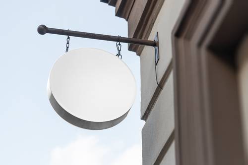 户外悬挂式招牌门头标识PS样机模板 - PNG派