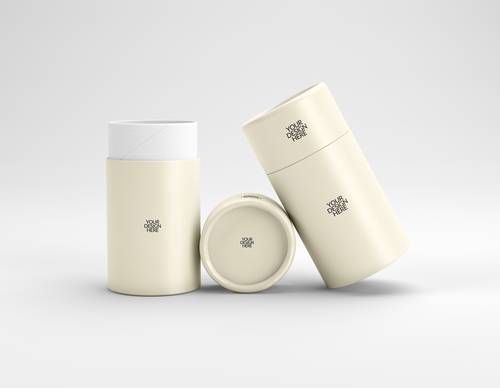 茶叶品牌纸质包装桶PS样机模板 - PNG派