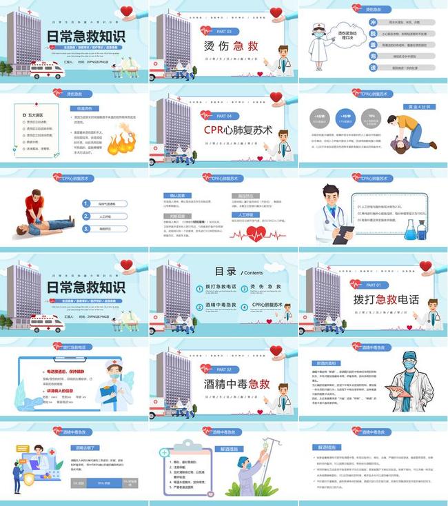 常见急救知识培训PPT模板 - PNG派